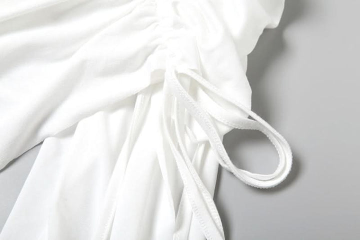 Ruched drawstring u neck cami mini dress  | Festival Outfits Women