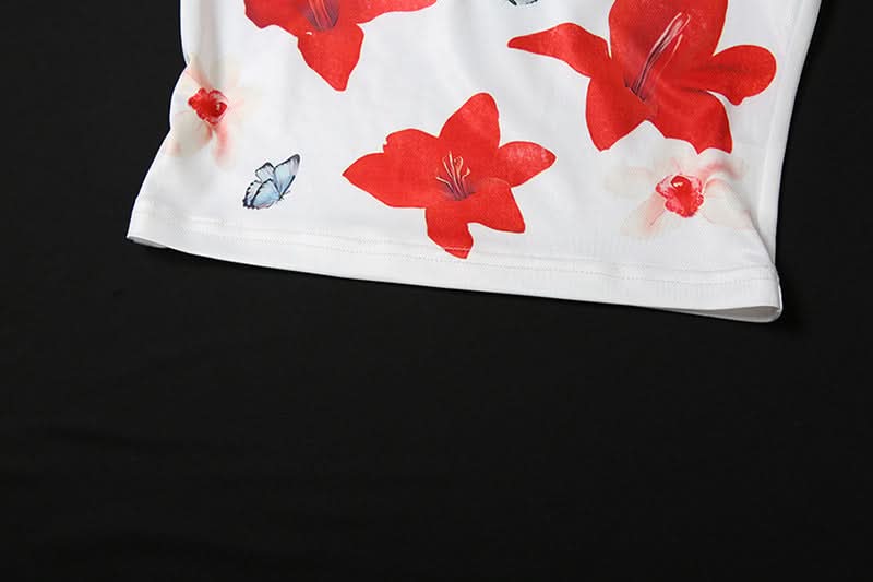 Flower print backless contrast tube top  | Festival Outfits Women