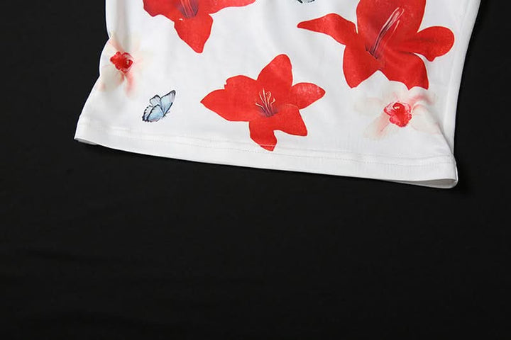 Flower print backless contrast tube top  | Festival Outfits Women