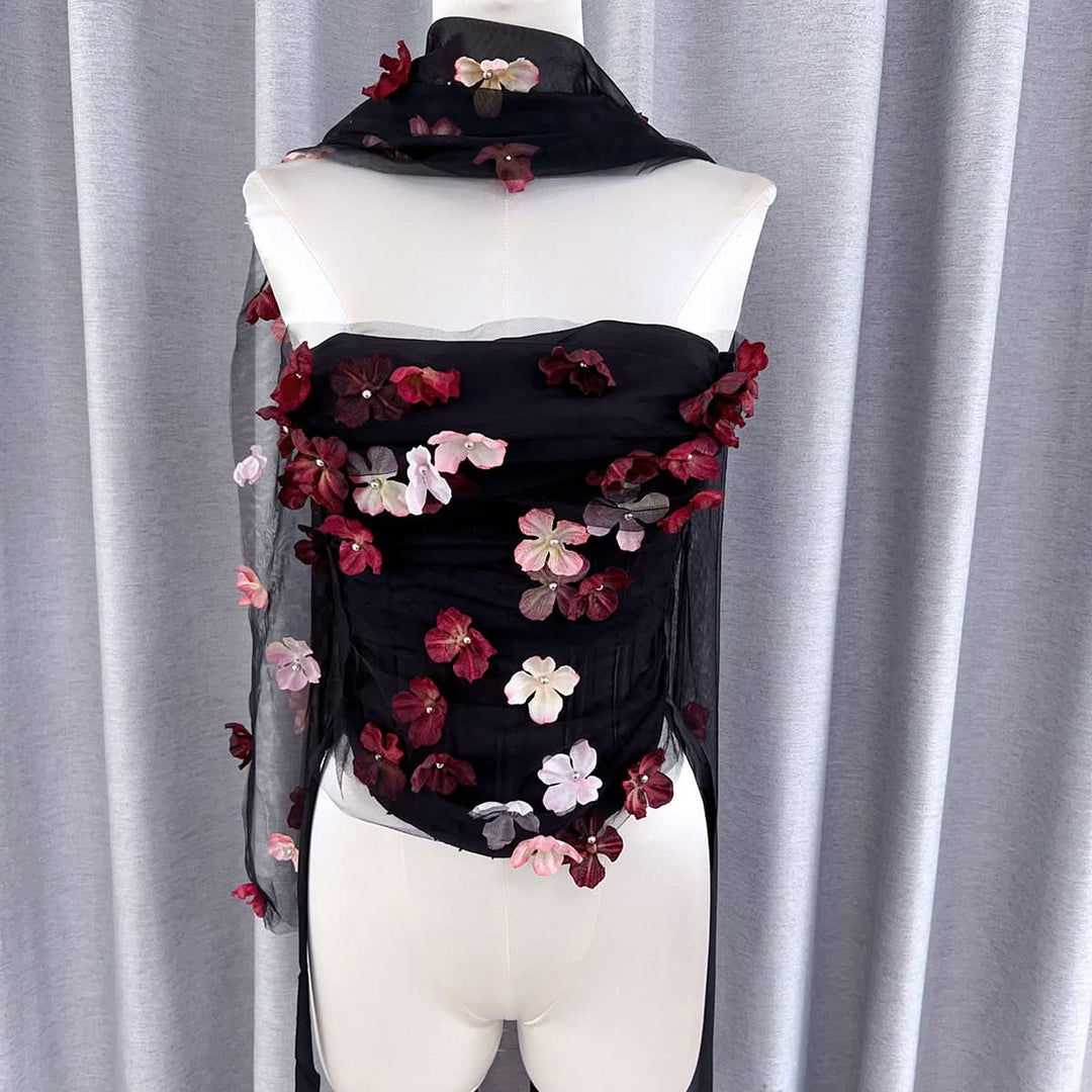 Flower applique backless corset tube top  | Festival Outfits Women