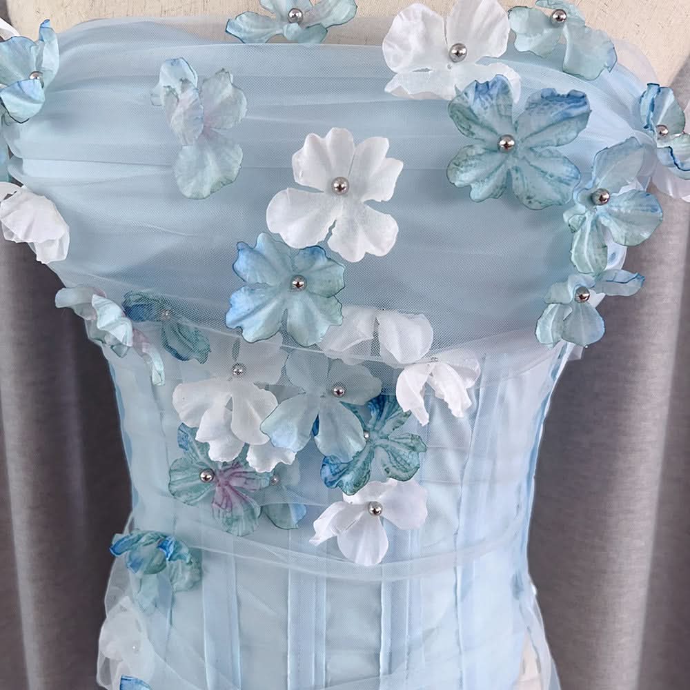 Flower applique backless corset tube top  | Festival Outfits Women