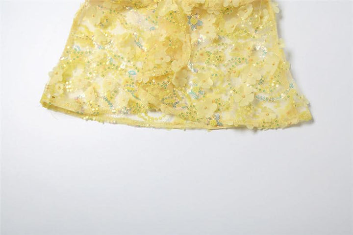 Glitter flower applique backless tube top  | Festival Outfits Women