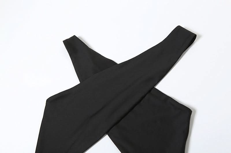 Hollow out cross front slit solid cut out maxi dress  | Festival Outfits Women