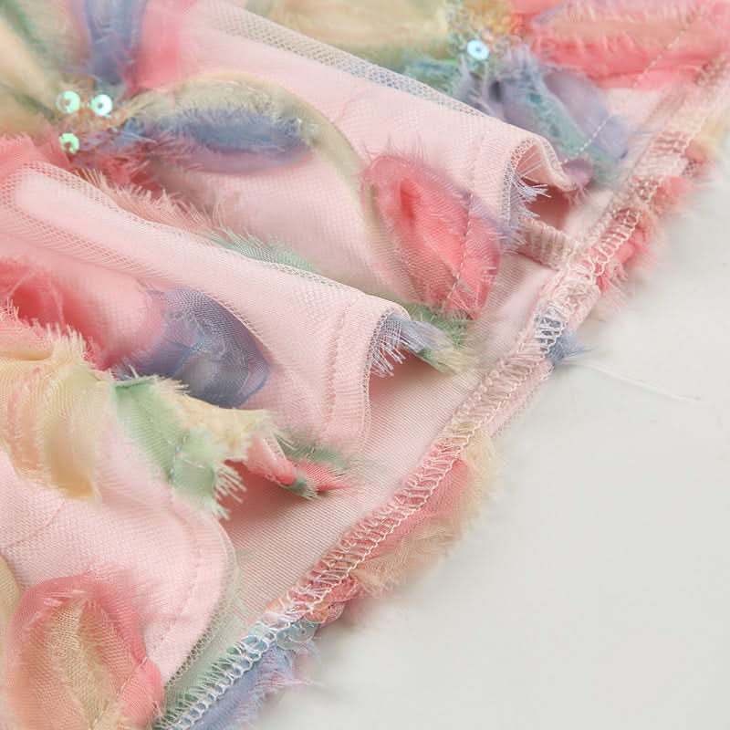 Flower applique glitter zip-up mini skirt  | Festival Outfits Women