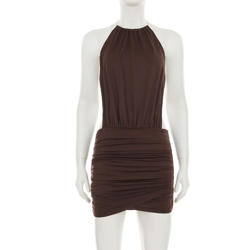 Backless o ring ruched mini dress  | Festival Outfits Women