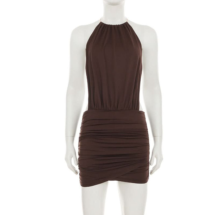 Backless o ring ruched mini dress  | Festival Outfits Women