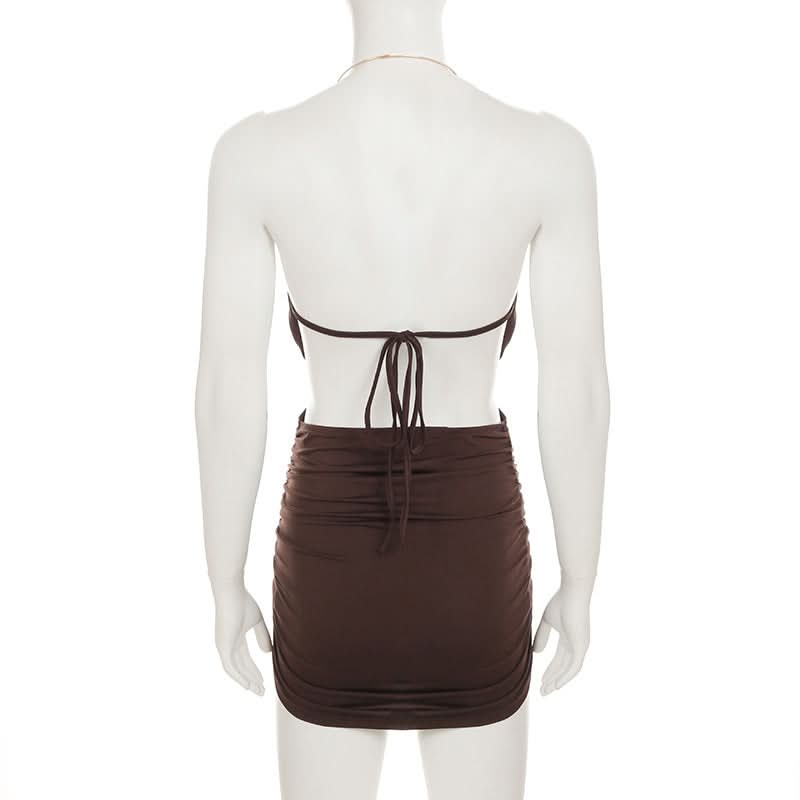 Backless o ring ruched mini dress  | Festival Outfits Women