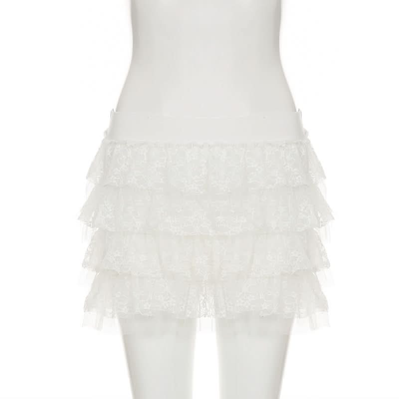 Lace A line ruched mini skirt  | Festival Outfits Women