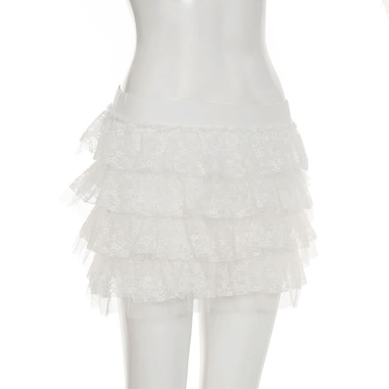 Lace A line ruched mini skirt  | Festival Outfits Women