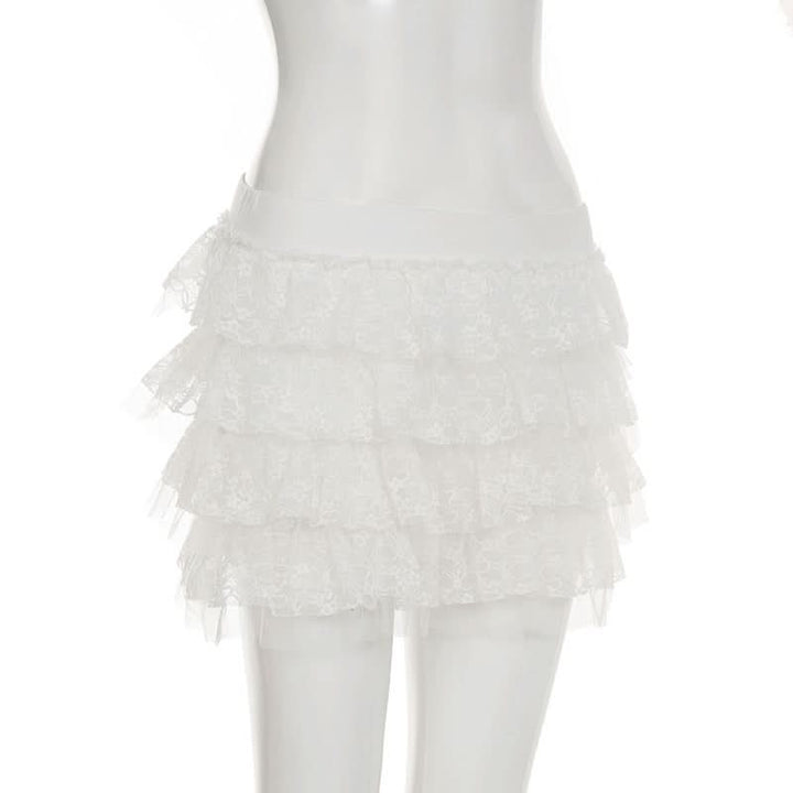Lace A line ruched mini skirt  | Festival Outfits Women