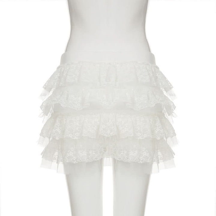 Lace A line ruched mini skirt  | Festival Outfits Women