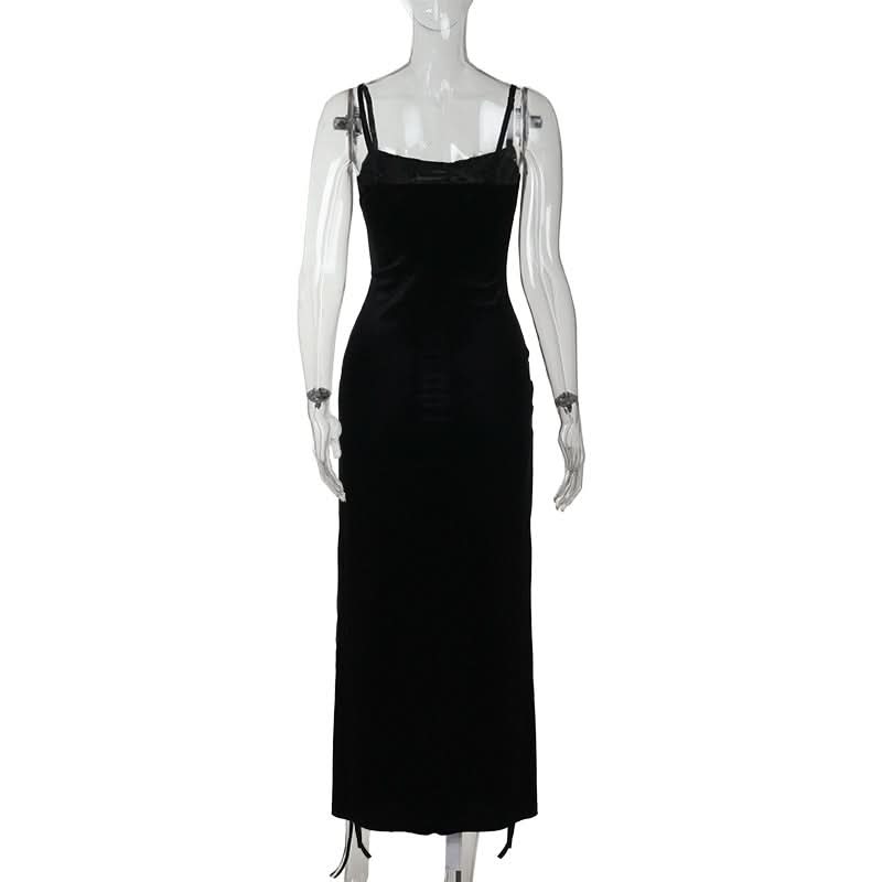 Lace up cross applique cami maxi dress  | Festival Outfits Women