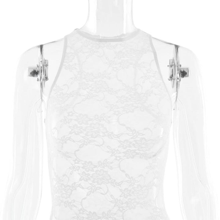 Lace irregular see though ruched mini dress  | Festival Outfits Women
