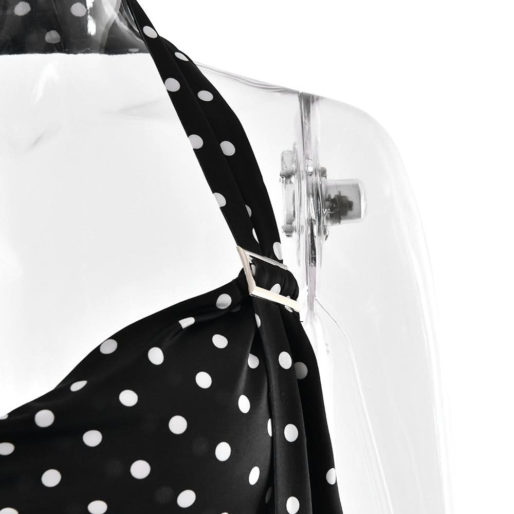 Polka dot halter buckle backless top  | Festival Outfits Women
