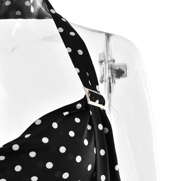 Polka dot halter buckle backless top  | Festival Outfits Women