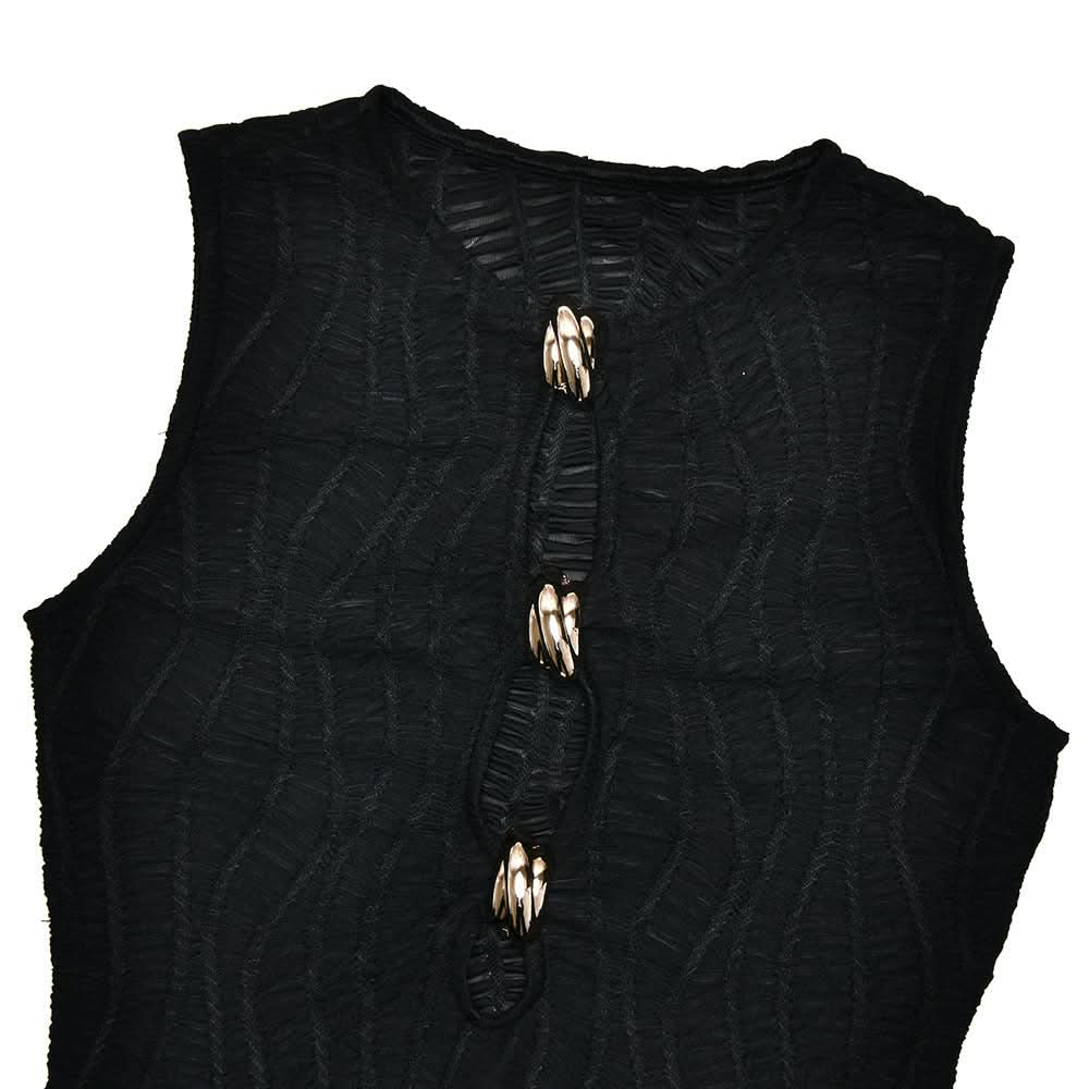 Sleeveless metal applique hollow out cut out mini dress  | Festival Outfits Women