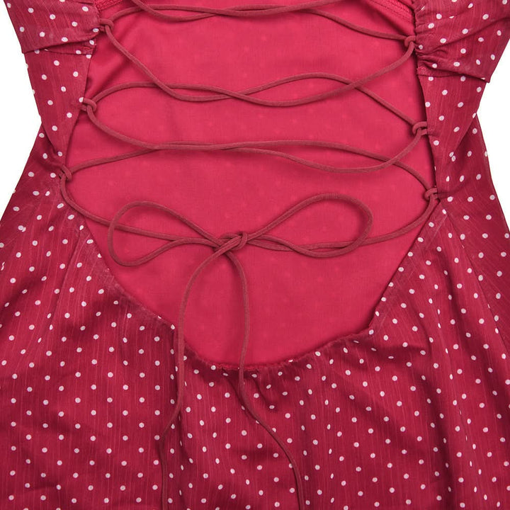 Polka dot lace up cami mini dress  | Festival Outfits Women