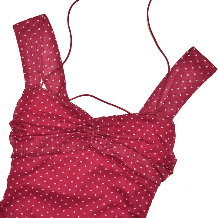 Polka dot lace up cami mini dress  | Festival Outfits Women