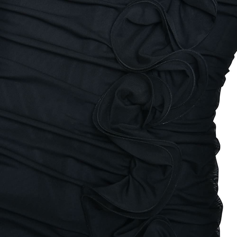 One shoulder ruffle slit mesh maxi dress  | Festival Outfits Women