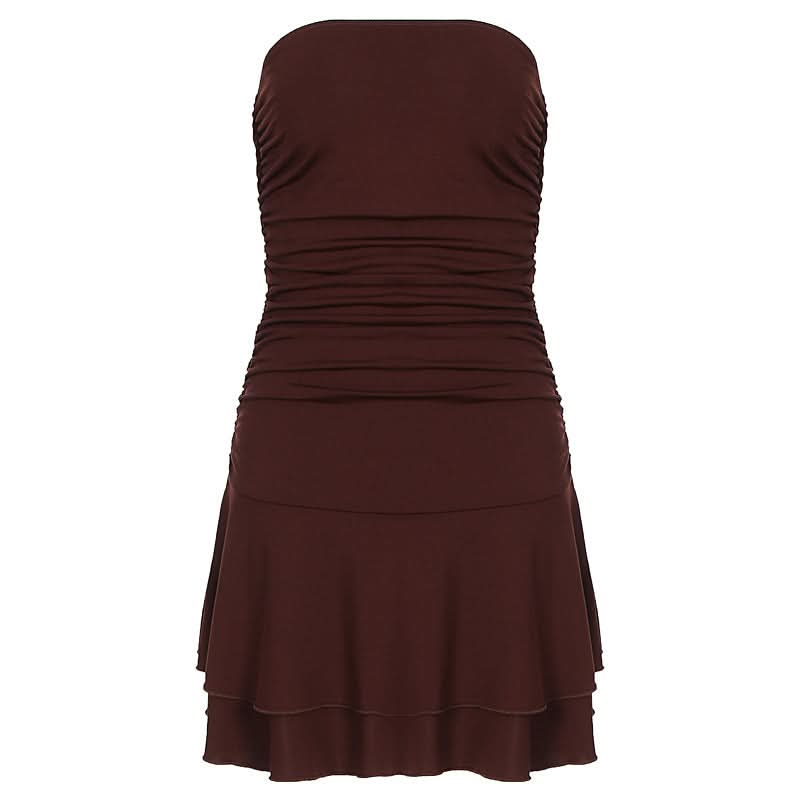 Ruched solid tube mini dress  | Festival Outfits Women