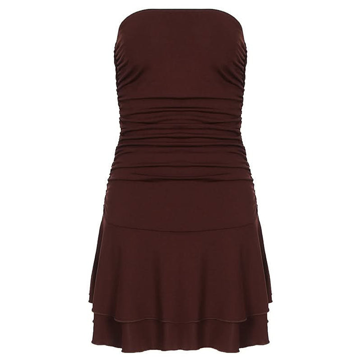 Ruched solid tube mini dress  | Festival Outfits Women