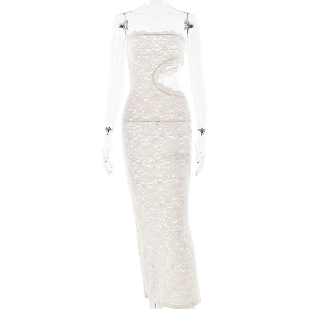 Hollow out lace tube cut out maxi dress  | Festival Outfits Women
