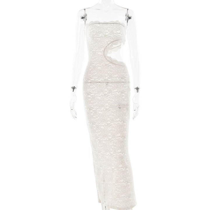 Hollow out lace tube cut out maxi dress  | Festival Outfits Women