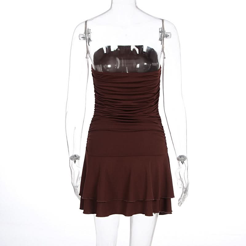 Ruched solid tube mini dress  | Festival Outfits Women