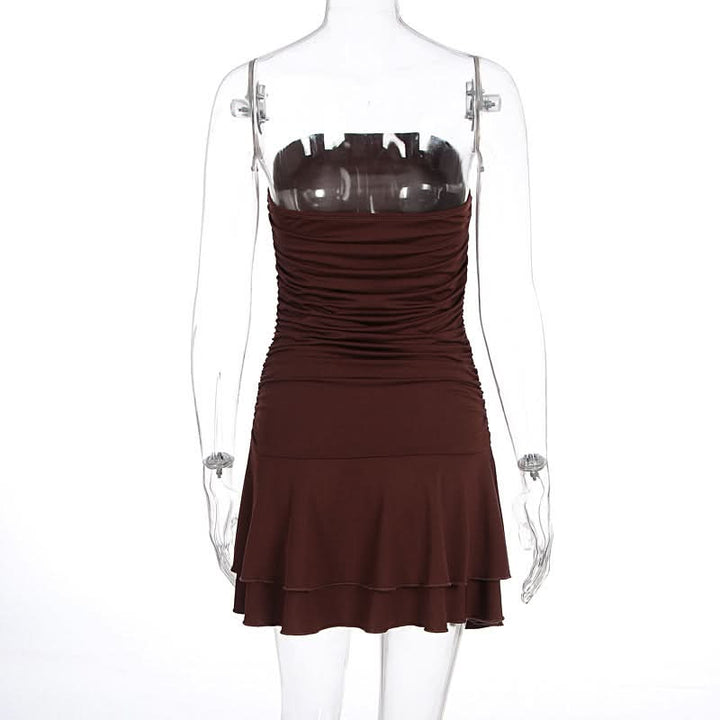 Ruched solid tube mini dress  | Festival Outfits Women