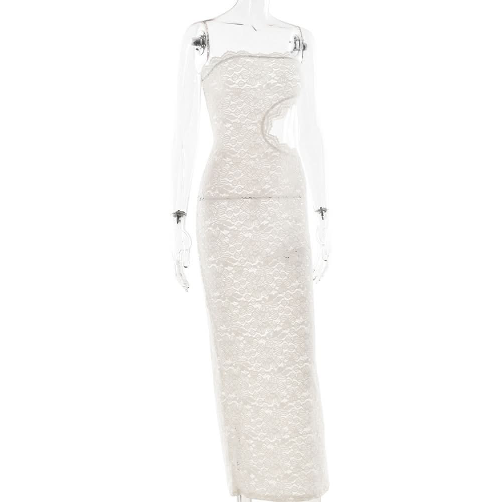 Hollow out lace tube cut out maxi dress  | Festival Outfits Women