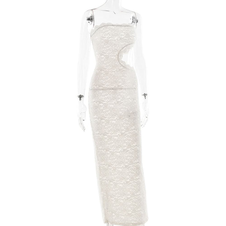 Hollow out lace tube cut out maxi dress  | Festival Outfits Women