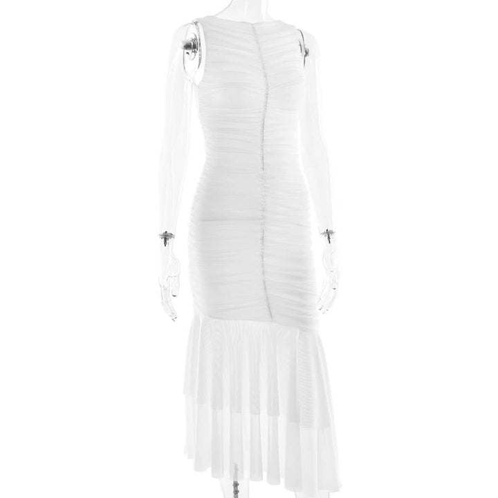 Ruched ruffle sleeve maxi dress  | Festival Outfits Women