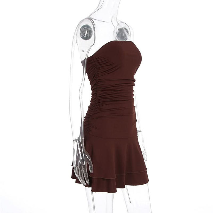 Ruched solid tube mini dress  | Festival Outfits Women