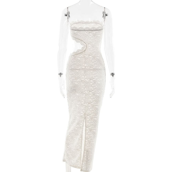 Hollow out lace tube cut out maxi dress  | Festival Outfits Women
