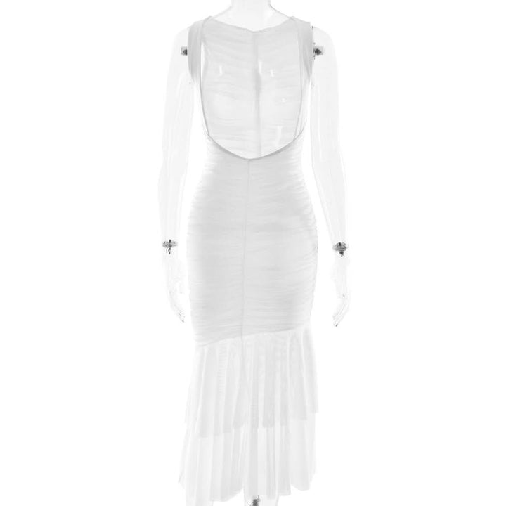 Ruched ruffle sleeve maxi dress  | Festival Outfits Women
