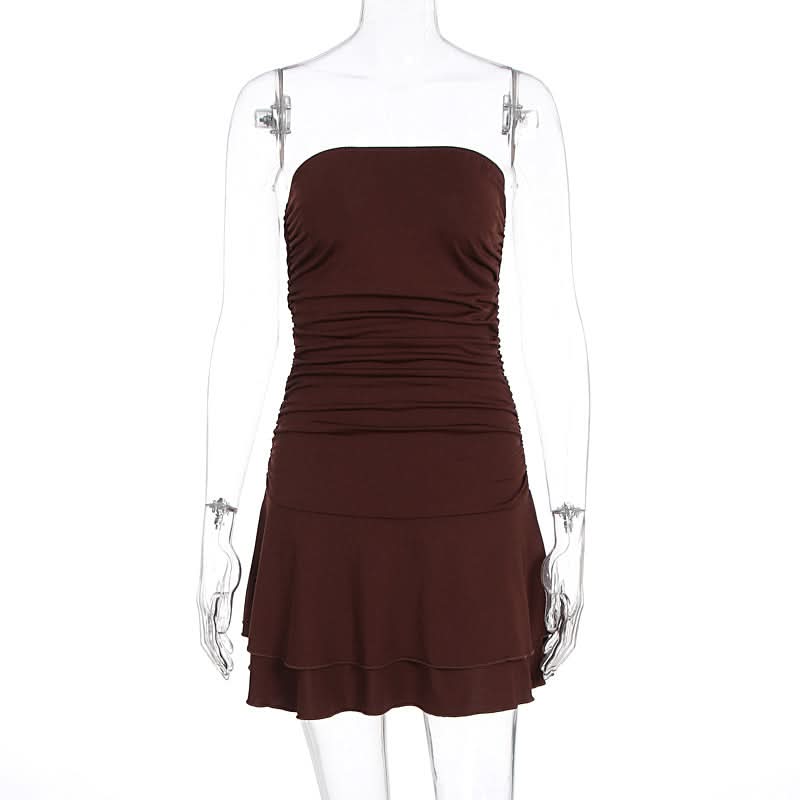 Ruched solid tube mini dress  | Festival Outfits Women