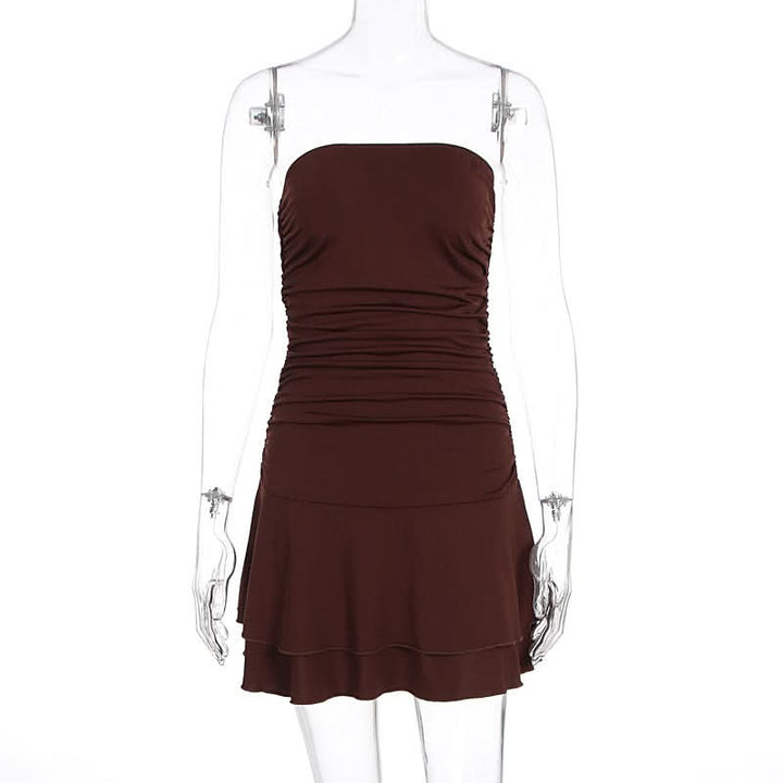 Ruched solid tube mini dress  | Festival Outfits Women