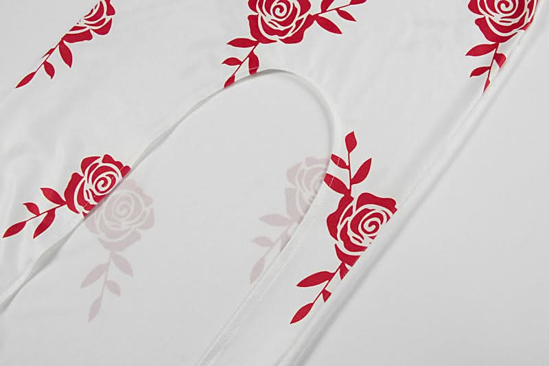 Halter v neck slit flower print maxi dress  | Festival Outfits Women