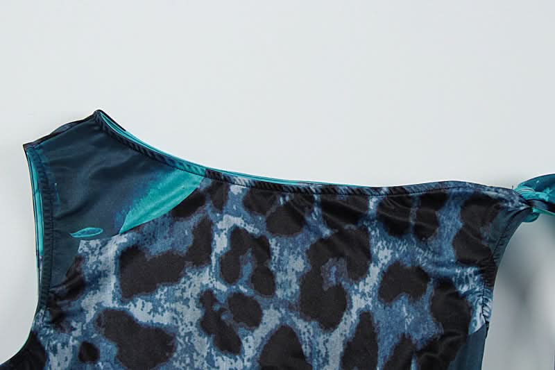One shoulder leopard print maxi skirt set  | Festival Outfits Women