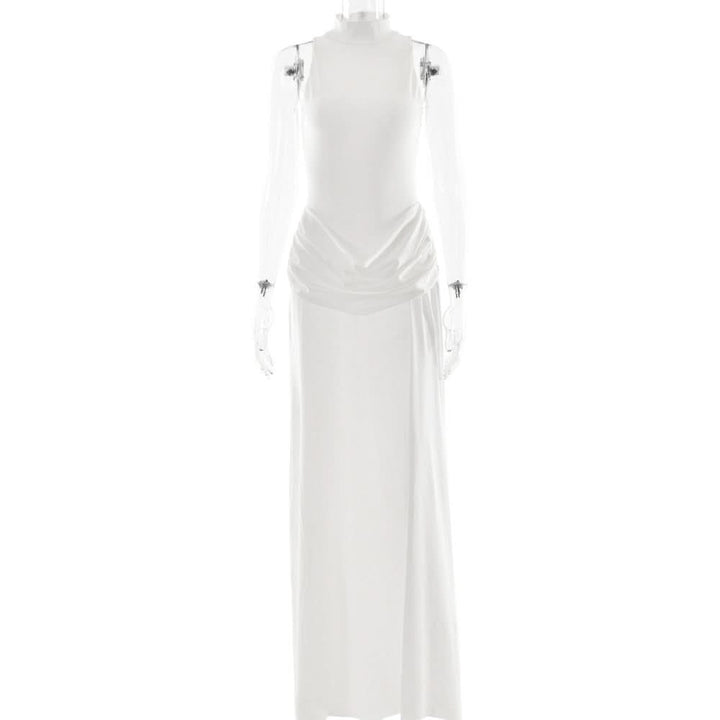 Sleeve zip-up high slit ruched maxi dress  | Festival Outfits Women