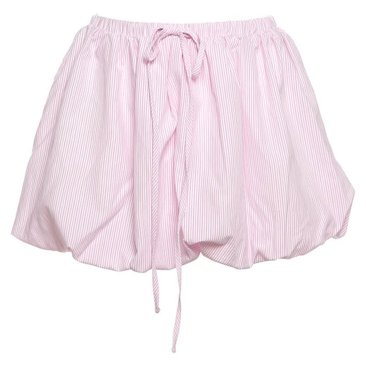 Striped drawstring ruched mini skirt  | Festival Outfits Women