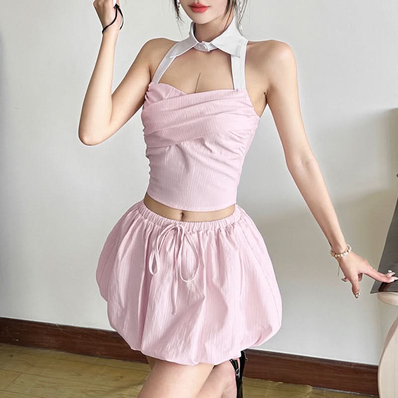 Striped drawstring ruched mini skirt  | Festival Outfits Women