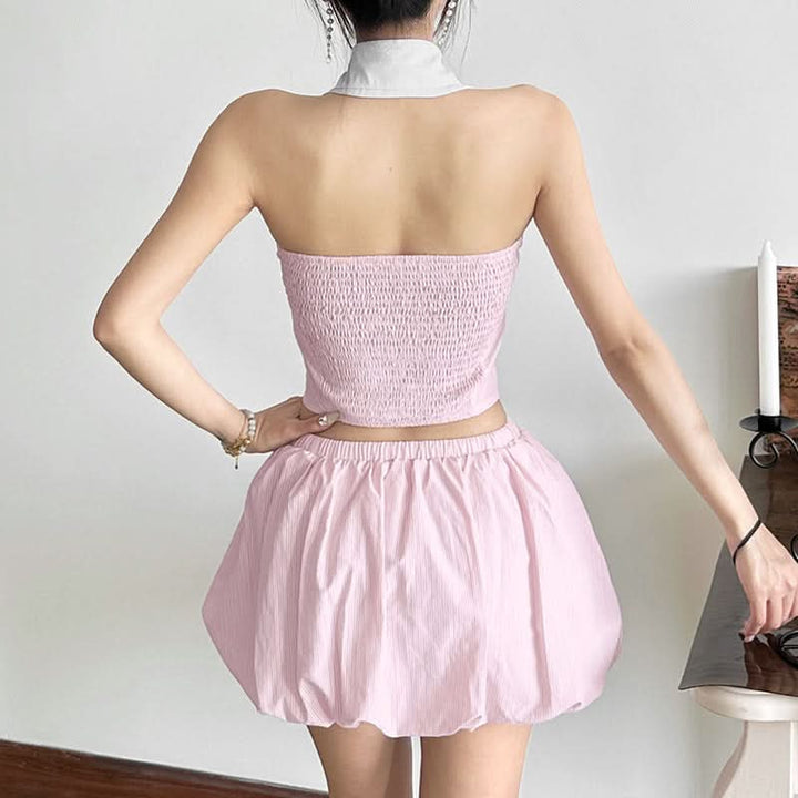 Striped drawstring ruched mini skirt  | Festival Outfits Women