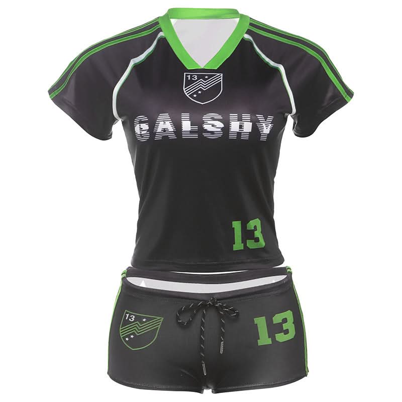 Short sleeve letter print short pant set  | Festival Outfits Women