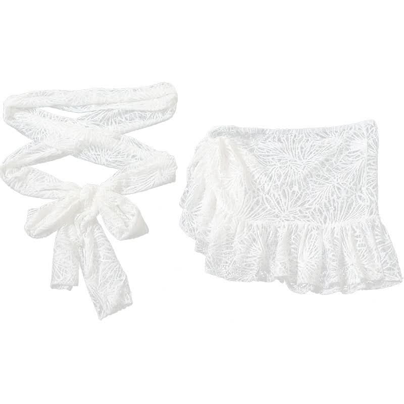 Cross front lace knotted mini skirt set  | Festival Outfits Women