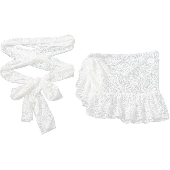 Cross front lace knotted mini skirt set  | Festival Outfits Women