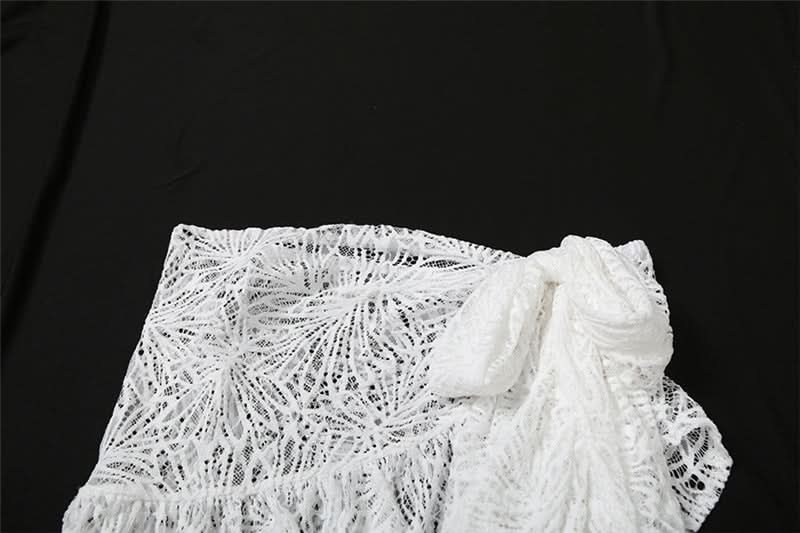 Cross front lace knotted mini skirt set  | Festival Outfits Women