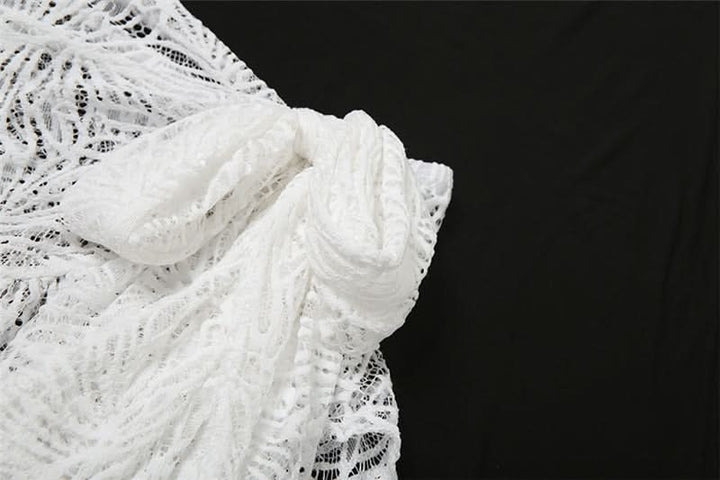 Cross front lace knotted mini skirt set  | Festival Outfits Women