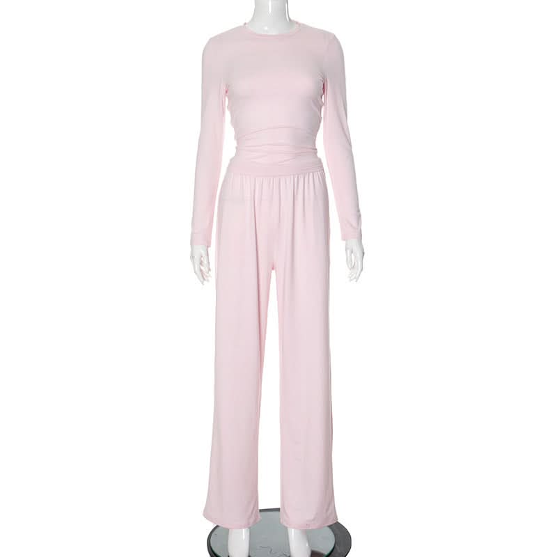 Long sleeve crewneck solid pant set  | Festival Outfits Women