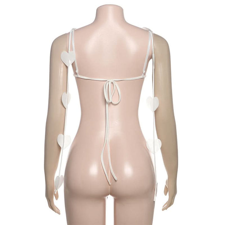 Sweetheart pattern self tie cami top  | Festival Outfits Women-final-sale